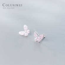 COLUSIWEI Insect Collection 925 Sterling Silver Exquisite Pink Zircon Butterfly Stud Earrings for Women Fine Jewelry 2020 NEW 2024 - buy cheap