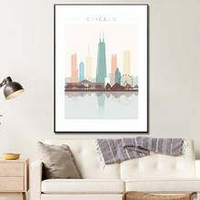 Chicago skyline wall art poster painting picture modern minimalist bedroom living room interior decoration picture frame 2024 - buy cheap