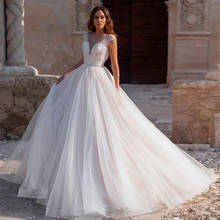 A-line Wedding Dresses Elegant Robe Mariage Buttons Up Back Sparkly Beading Crystal Tulle Wedding Gown Luxury Casamento 2024 - buy cheap