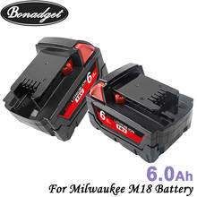 Bonadget 2PCS 6000mAh 18V Li-ion Tool Battery For Milwaukee M18 48-11-1815 48-11-1850 2646-20 2642-21CT Repalcement M18 Battery 2024 - buy cheap