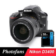 Nikon-cámara DSLR D3400 con lente de 18-55mm, Bluetooth, vídeo, nueva marca 2024 - compra barato