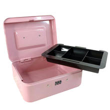 Cofre de segurança portátil rosa, caixa de metal com senha para crianças, armazenamento de jóias em 4 tamanhos 2024 - compre barato
