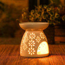 Essential Oil Burner Fragance Candle Holder Lamp Tea House Ornaments Handmade Crafts Hollow Floral Pure White Color Aroma Burner 2024 - buy cheap