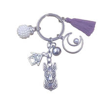 Bull Terrier Dog Animal Cute Moon Style Keychain Key Ring Pet Tassels Antique Bohemian Women Men Jewelry Birthday Gift K067-69 2024 - buy cheap