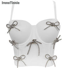 Irene tinnie estilo francês strass bowknot camisola senhoras noite clube festa recortada colete casamento bralette tanque topo 2024 - compre barato