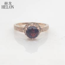Helon anel de casamento feminino, anel redondo, cor sólida, 14k, ouro rosê, 6mm, diamante natural, joia fina, moda feminina 2024 - compre barato