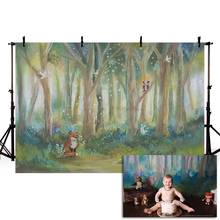 Mehofond Oil Painting Forest Birthday Backdrop Photography Jungle Animals Fox Children Portrait Vinyl Photo Background Photocall 2024 - buy cheap