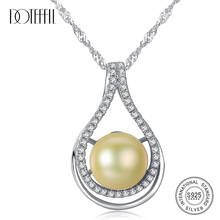 DOTEFFIL Genuine 925 Silver Chain Pearl Necklace Natural Freshwater Pearl 10-15MM Pendant Necklace Pearl Jewelry Women Exquisite 2024 - buy cheap