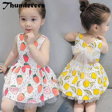 Thunderers Kids Princess Dress For Girl Cartoon Strawberry Lemon Bowknot Backless Girl Party Dress Casual Toddler Baby Clothes 2024 - buy cheap