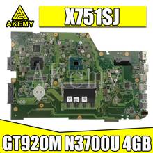 AKEMY X751SJ original mainboard For Asus X751S X751SJ X751SV A751S K751S with GT920M N3700U 4GB RAM Laptop motherboard 2024 - buy cheap