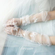Длинные тюлевые Свадебные перчатки с бабочкой и оперы, женские Вечерние перчатки для невесты, прозрачные тюлевые прозрачные перчатки для выпускного вечера 2024 - купить недорого