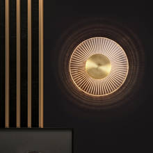 Jmzm lâmpada de parede de cobre moderna, redonda, anual dourada led de parede lâmpada criativa para sala de estar, estudo, sofá, corredores 2024 - compre barato