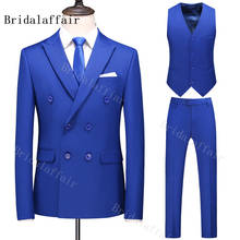 Bridalaffair-traje de doble botonadura para hombre, esmoquin azul real para fiesta de caballeros, graduación, novio, trajes de boda, juegos de blanqueador, 3 piezas, 2020 2024 - compra barato