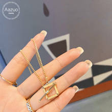 Aazuo fashion-colar com moeda de ouro, 18k, quadrado, dourado, 45cm, presente para mulheres, au750 2024 - compre barato