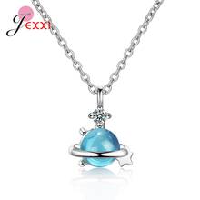 Real 100% 925 Sterling Silver Blue Green Earth Pendant Necklace for Women Blue Planet Charm Necklace For Wedding Party 2024 - buy cheap