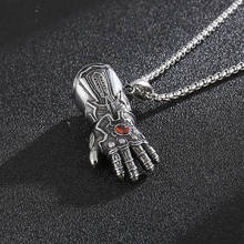 HaoYi Vintage Thanos Gloves Pendant Necklace Men Stainless Steel Gold Silver Color Punk Zircon Jewelry 2024 - buy cheap