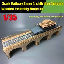 1/35 Scale Railway Stone Arch Bridge Diorama Wooden Assembly Model Kit TMW00012 2024 - buy cheap