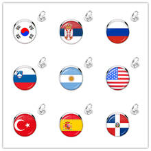 Bandeira nacional de vidro anéis de cabochão coreia, sérvia, rússia, eslovénia, argentina, estados unidos, turquia, espanha, dominica jóias para o presente 2024 - compre barato