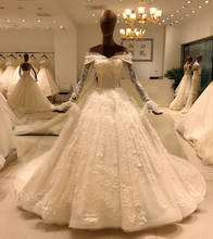 2020 elegant lace long sleeve ball gown wedding dress bride casamento robe longue vestido de noiva princesa vestido SL-8031 2024 - buy cheap
