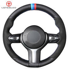 LQTENLEO Black Genuine Leather Suede Steering Wheel Cover for BMW 1 Series F20 F21 M135i M140i M235i M240i X1 F48 X2 F39 X3 F25 2024 - buy cheap