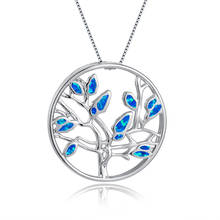 Unique Lucky Tree Pendant Necklace White Blue Opal Round Necklaces For Women Wedding Jewelry Fashion Silver Color Chain Necklace 2024 - buy cheap