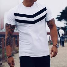 Men fashion fitness t shirt NEW Spring summer Slim shirts male Tops Leisure black white light blue personality tees clothing 2024 - buy cheap