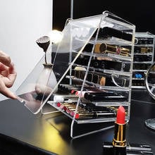 Acrylic Lipstick Organizer Table Makeup Storage Box Nail Polish Holder Cosmetics Display Rack Lip Gloss Container with Cover 2024 - buy cheap