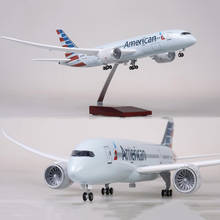 1/130 Scale 47cm Airlines Boeing B787 Dreamliner Aircraft American Airplane Model W Light and Wheels Diecast Plastic Resin Plane 2024 - buy cheap