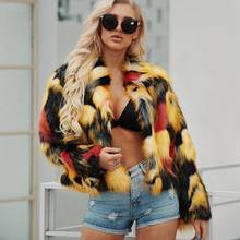 2019 Winter Faux Fur Coats Women Fluffy Warm Patchwork Fur Jacket Outwear Fashion Colorful Long Sleeve Coats Plus Size Overcoat 2024 - buy cheap