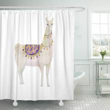 Cute Watercolor Painting White Llama Alpaca America Shower Curtain Waterproof Polyester Fabric 72 x 72 inches Set with Hooks 2024 - buy cheap