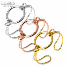 Fysara pulseira e pulseira feminina redonda vazada, bracelete com nó dourado, acessórios de joias femininas e masculinas 2024 - compre barato