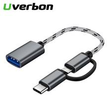 2 in 1USB Phone Adapter Type-C Micro USB Male To USB 3.0 Interface Female OTG Adapter Cable For Samsung USB C Fast Charging Cord 2024 - buy cheap