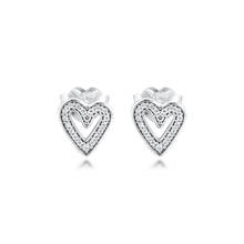 100% 925 Sterling Silver Earrings for Women Sparkling Freehand Heart Stud Earrings Party Wedding Gift Jewelry brincos Wholesale 2024 - buy cheap