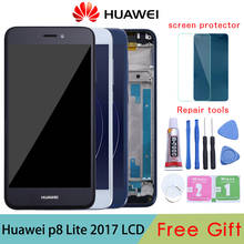 Tela de lcd para celular huawei, para modelos p9 lite 2017, com quadro p8 lite 2017, pra, la1, lx1, lx2, lx3 2024 - compre barato