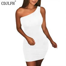 Vestido branco bodycon feminino, sem mangas, elegante, verão, 2019, um ombro, costas abertas 2024 - compre barato