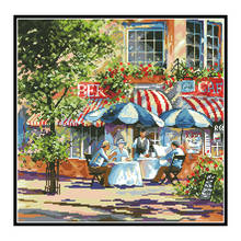 Cafe In The Sun Printed Cross Stitch Patterns Kits Canvas Embroidery Needlework Set 11CT 14CT DIY Handmade Craft Home Decoration 2024 - buy cheap
