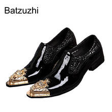 Batauzhi Italy Style Handmade Man Leather Shoes Black Man Dress Leather Shoes Ponited Steel Toe Slip-on Shoes, Big sze 46 2024 - buy cheap