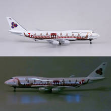 Modelo de línea aérea tailandesa con luz y rueda de aterrizaje, juguete de resina, 47CM, barco Dragón tailandesa 747, modelo de avión, juguetes, B747 2024 - compra barato