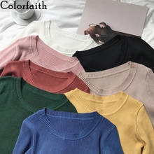 Colorfiath suéter com decote em v minimalista feminino, novo suéter estilo coreano em multi cores sw5516 2021 para outono e inverno 2024 - compre barato