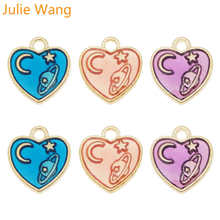 Julie Wang 18 шт. эмаль маленькие аксессуары в форме сердца из сплава золотистого цвета Вселенная кулон ожерелье браслет ювелирные изделия изготовление аксессуаров 2024 - купить недорого