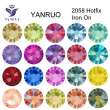 Yanruo 2058 cristais de hotfix superior, com traseira plana, faça você mesmo, glitter, strass, vidro, adesivo, strass, pedras em ferro 2024 - compre barato