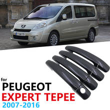 Gloss Black Carbon Fiber Door Handles Cover Trim for Peugeot Expert Tepee 2007~2016 Car Accessories Sticker Catch Auto Styling 2024 - buy cheap