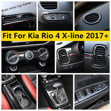 Carbon Fiber Accessories Water Cup Holder Head Light Window Lift Button AC Air Panel Cover Trim For Kia Rio 4 X-line 2017 - 2020 2024 - buy cheap