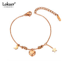 Lokaer Trendy Stainless Steel Love Heart Star Moon Charm Bracelets For Women Girls Bohemia CZ Crystal Chain Link Bracelet B20045 2024 - buy cheap