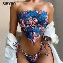Sibybo Print High Waist Bikini Sexy 2021 Swimwear Women Push Up Triangle Thong Bikini Sets 2 Piece Summer Beach Bathing Suit 2024 - buy cheap