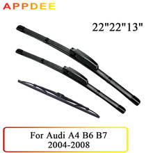 Appdee limpador dianteiro & traseiro lâminas de limpador definido para audi a4 b6 b7 estate avant 2004-2008 pára-brisa 22 "+ 22" + 13" 2024 - compre barato