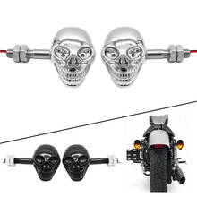 1 Pair Black/White Skull LED Motorcycle Signal Lamp Universal Motorcycle Head Turn Signal Indicators Light Lamp Amber light 12V 2024 - buy cheap