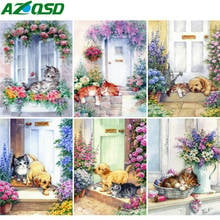 AZQSD Full Drill Diamond Embroidery Cat Mosaic Picture Of Rhinestones Diamond Painting Garden Animal Decoration For Home Gift 2024 - buy cheap