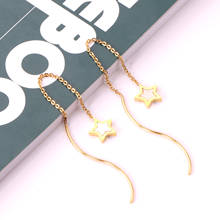 ASONSTEEL Korean Style Star Shell Drop Earrings Dangle Chain Earring Stainless Steel Jewelry for Women Femme Party Gift 2024 - buy cheap