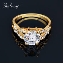 SINLEERY Classic 4 Prongs Setting Round Cubic Zirconia Engagement Rings For Women Wedding Jewelry Gold Silver Color JZ021 SSA 2024 - buy cheap